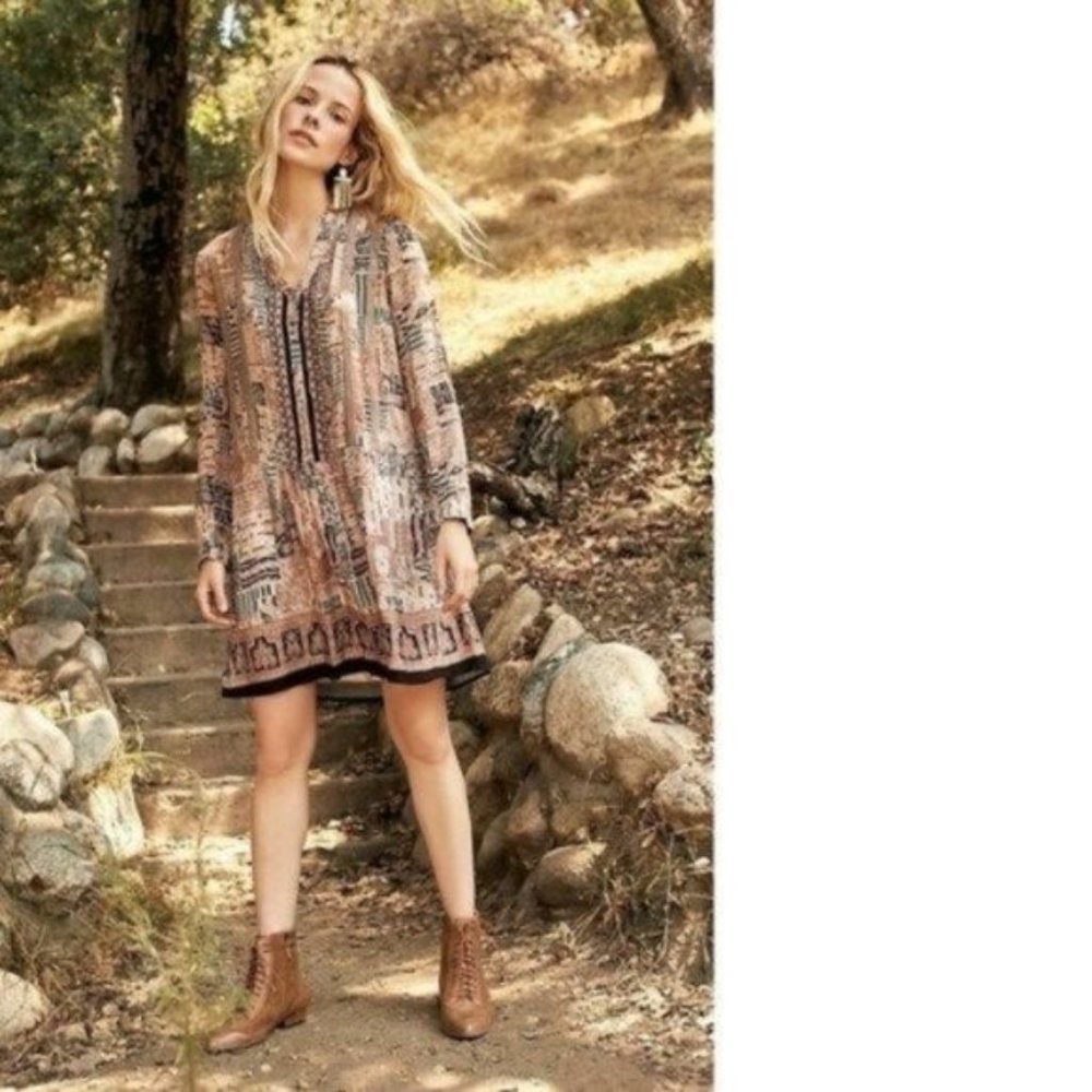 Anthropologie Ismelda Boho Long Sleeve Tunic Dress | Size XS